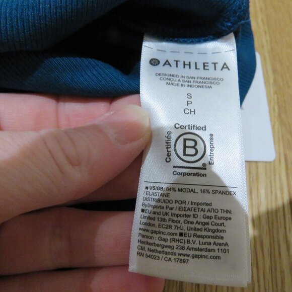 ATHLETA Signature Rib Square Neck Crop Tank Top Coastal Teal Stretch Casual NWT - Picture 11 of 12